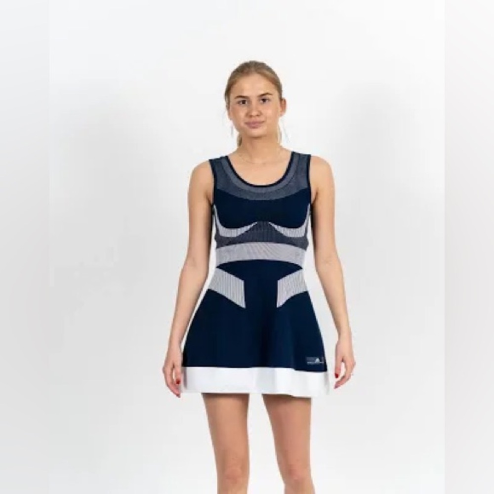 Adidas by Stella McCartney Navy & White Sleeveless Sporty Knit Mini Dress